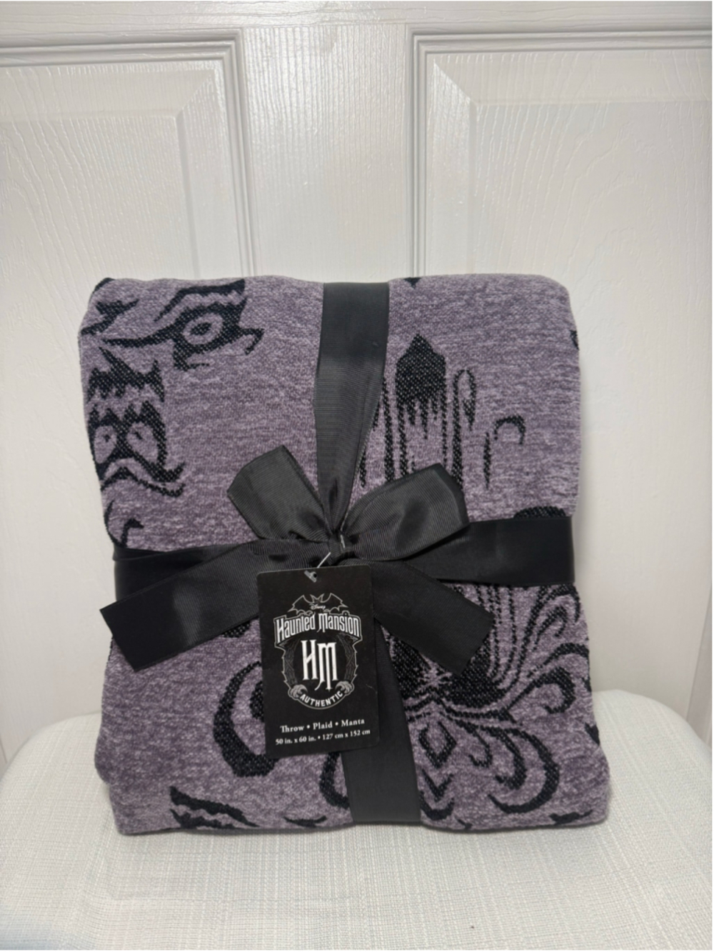 Disney Haunted Mansion Throw Blanket Purple Black NWT